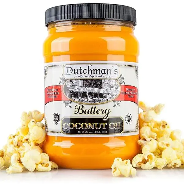 Dutchman’s Popcorn Coconut Oil Butter Flavored Oil, 30oz Jar.