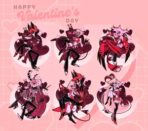 Hazbin Hotel Valentine's Day Charm Keychain - Radiostatic - Lucililith - Staticapple - Staticmoth - Radioapple - Huskerdust Acrylic Keychains Cute Acrylic Charms Acrylic Accessories