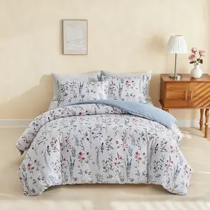 Floral Print Decorative Duvet Cover Set 2/3 Piece - 1 duvet cover and 1 or 2 pillowcases (filling not included), Floral bedding sets, pastoral style bedding set, soft and comfortable polyester fiber material, breathable modern bedroom decoration