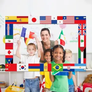 2D Flat Banner 1pc, International Photo Prop, World Flags Photo Booth Frame, Photography Backdrop, Party Favors Decor, No Power Needed