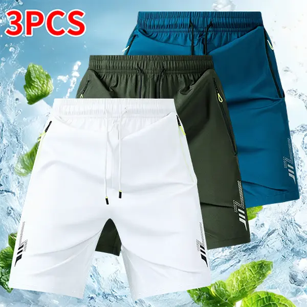 Men’s 3-pack summer shorts, casual sports, quick-dry breathable shorts for running, fitness, cycling, walking, swimming; outdoor category: men’s casual sports shorts