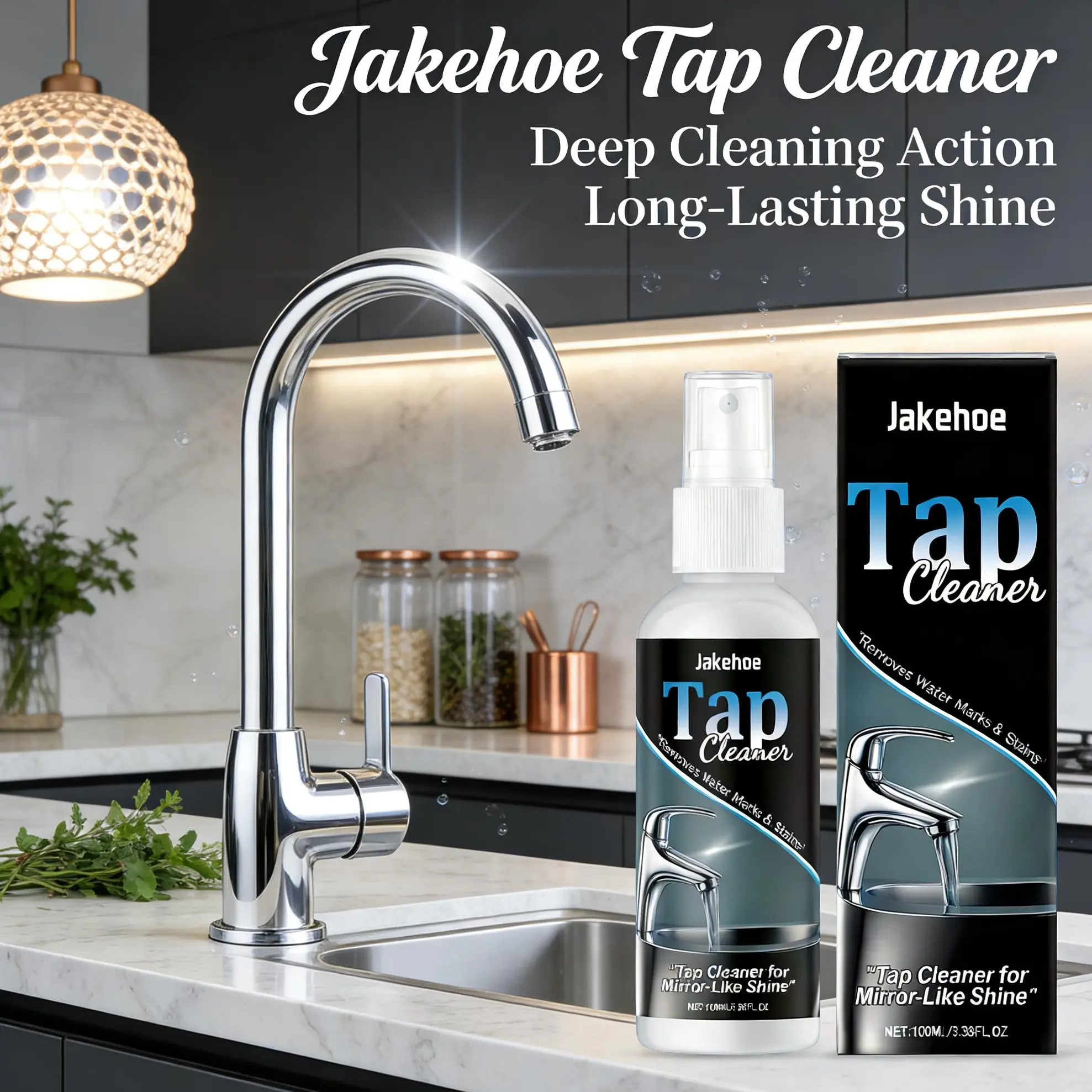 4pcs Multi-functional Household Liquid Cleaner - Faucet Stain Remover for Bathrooms, Kitchens - Eliminates Stubborn Water Stains, Soap Scum, Dirt - Shines with 1 Spray - Suitable for Metals, Stainless Steel Surfaces