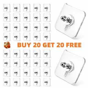 Adhesive Wall Hangers & Hooks - Nail-Free Heavy Duty, Buy 20 Get 20 Free Deal for Kitchen, Bathroom, Bedroom