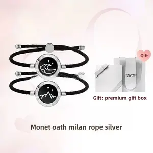 Creative gift Totwoo bracelets touch Remote Bracelet Mountain&Moon for ever promise of love bracelet Steel Vibration-Sensing Gifts for Boyfriend Girlfriend family love miss you gift deeply attached bracelet prefect gifts long distance connect