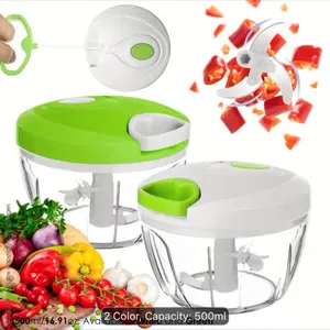 1pc/16.91oz, Heavy-Duty Hand-Pull Foods Chopper, 5-Second and Effortless Multi-Use Kitchen Tool, Fast Vegetable Chopper, for Garlic, Ginger, Herbs, Durable Portable Food Crusher with Quick-Clean Design, for Meal Prep, Perfect for Home Cooking & Camping