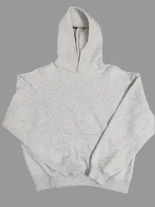 Cozy Heavyweight Light Gray Color Oversized Pullover Hoodie Women Men Streetwear Unisex Cropped Fit Soft Long Sleeve Casual Outfit Menswear