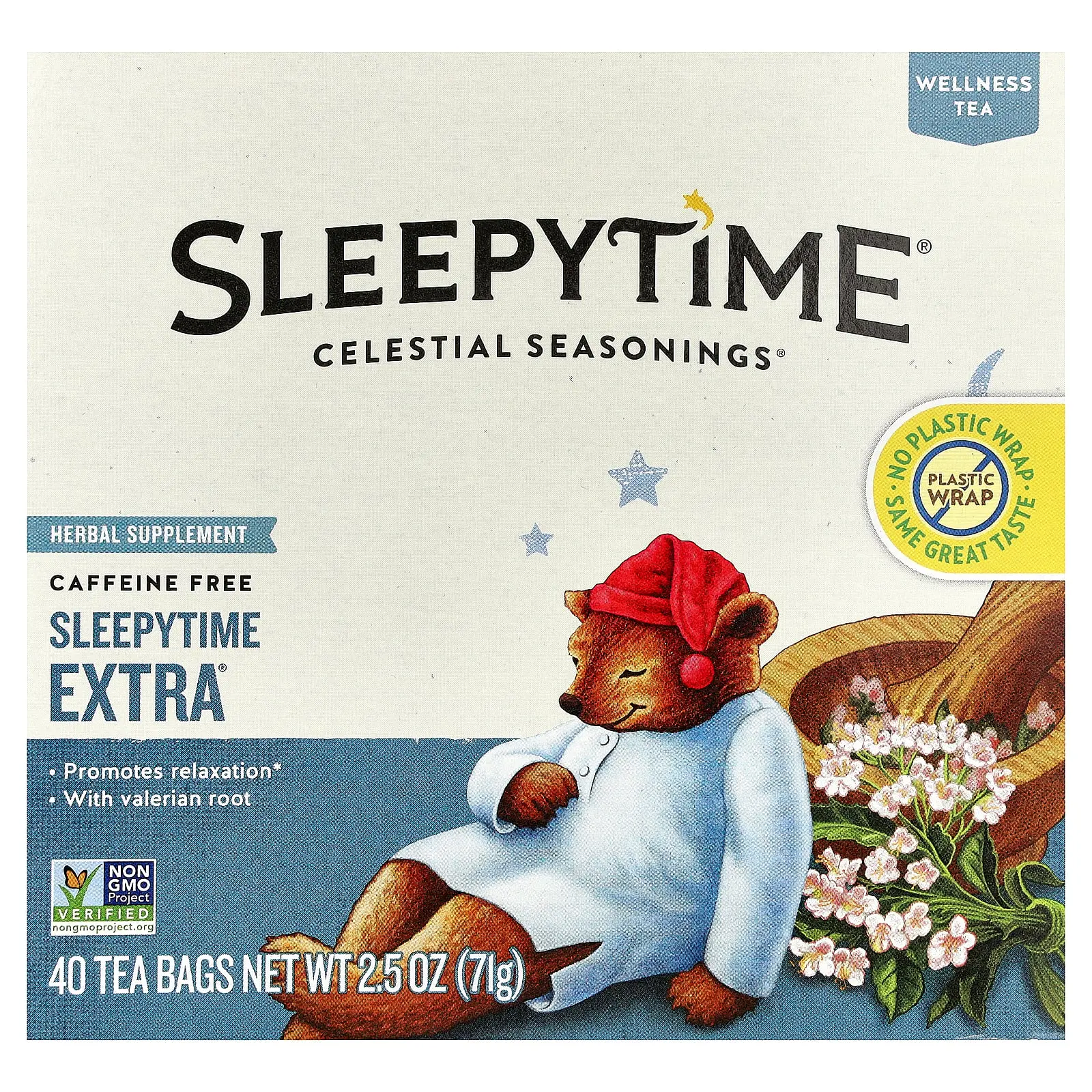 Celestial Seasonings Wellness Tea, Sleepytime Extra®, Caffeine Free, 40 Tea Bags, 2.5 oz (71 g)