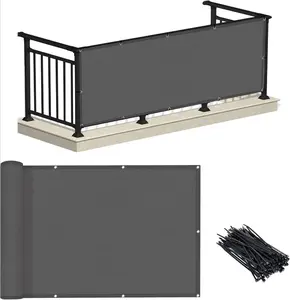 Dark Grey Balcony Privacy Net, Waterproof UV-Resistant Wind-Block Fence Cover, Outdoor Privacy Protection Screen for Deck, Patio, Home Improvement