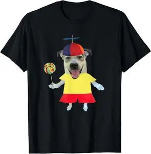 funny silly dog with lollipop meme T-Shirt for Men Women Pure Cotton Graphic Tees: Unisex Gifts for Men Fitness Menswear