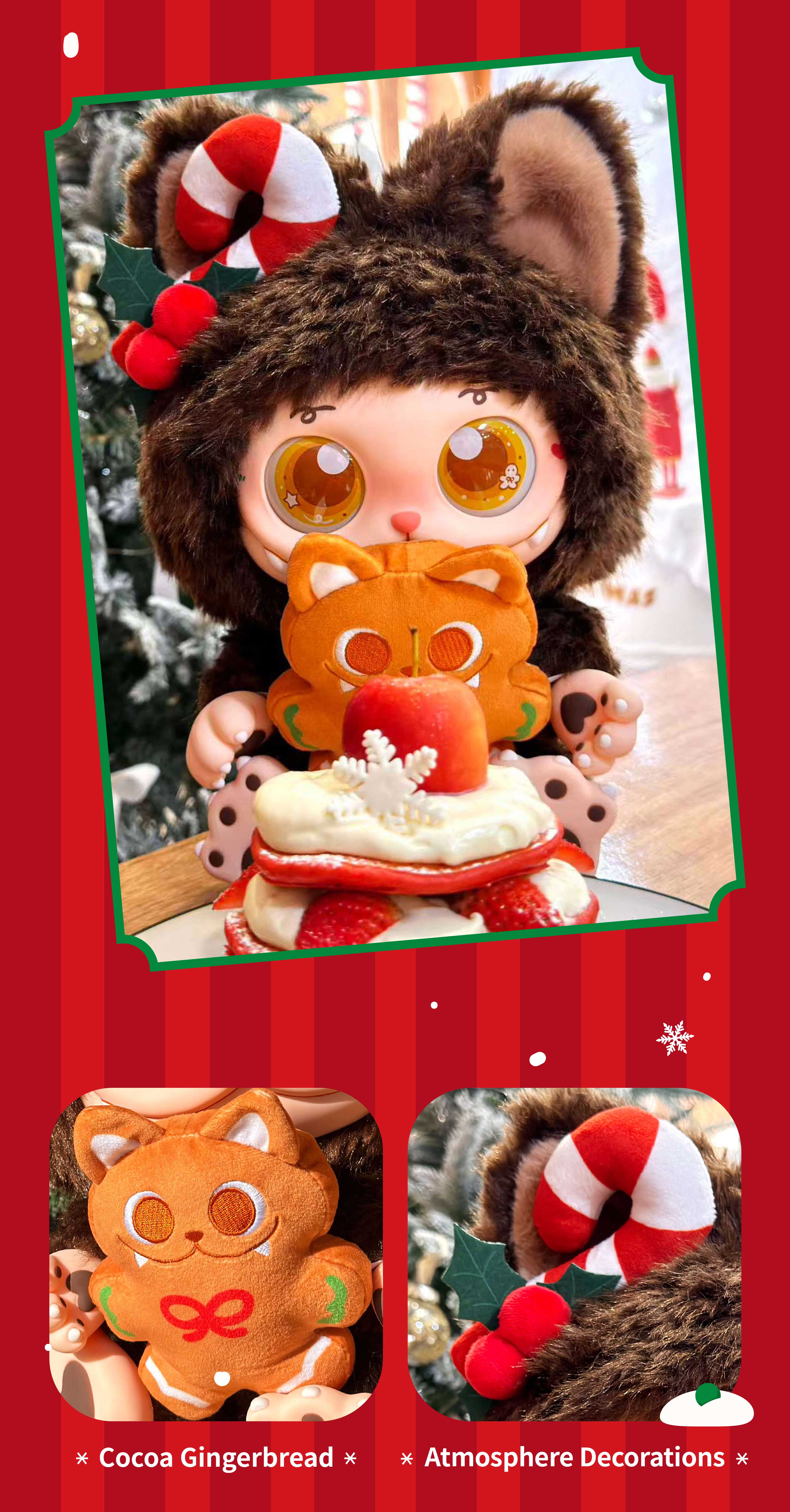 Cocoa Gingerbread doll and gingerbread cushion details