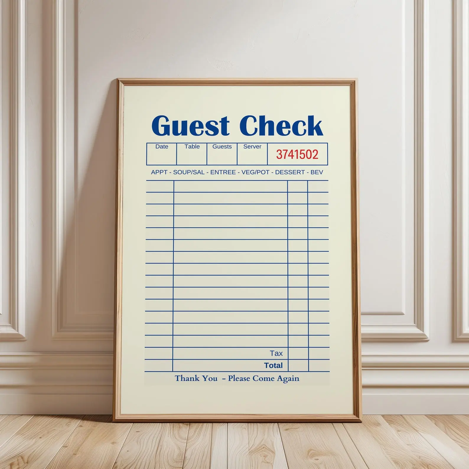 [UNFRAMED POSTER] Blank Guest Check Art Print, Trendy Wall Art, Guest Check Print, Digital Art, Guest Check Wall Art, Blank Gift Wall Art, Personalized Gift
