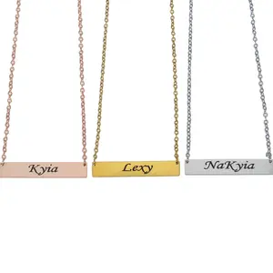 Personalized Name Engraved Bar Necklace
