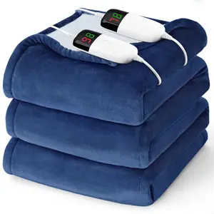 Heated Electric Blanket Queen Size - 84" x 90" Heating Blanket with Dual Control, 10 Heating Levels & 8 Hours Auto Off, Soft Warm Flannel Blanket, Christma