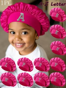 1PC A-Z Letter Sleep Cap for Kids, Kids Hats, Elastic Fit Comfortable Hair Protection Hat and Headband, Suitable for 3-8 Years Old Children, Casual Style