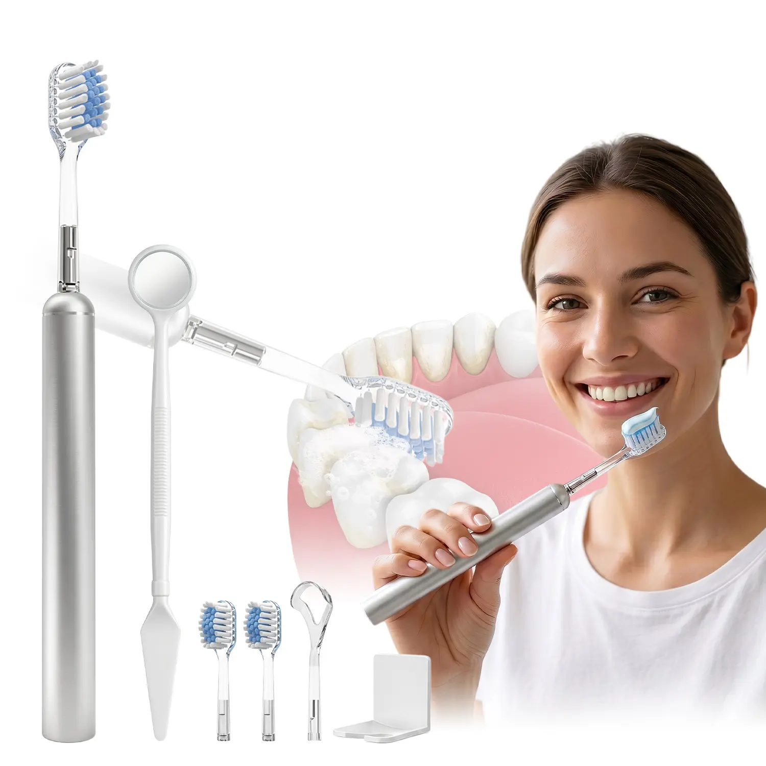 Lotosug Metal Handle Manual Toothbrush with 3 Replaceable Soft Bristle Heads, [Sensitive Gum Friendly] Reusable Premium Oral Care Toothbrush Set for Adults, Ideal Gift, Perfect Present for Birthday #TikTokShopDealsforYouDays