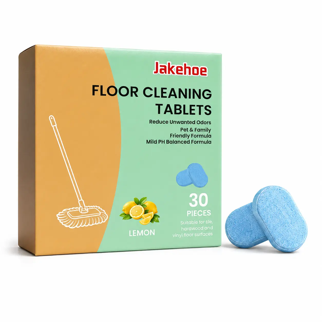 12-Pack Floor Cleaning Tablets available in lemon or mint scent eco-safe materials remove grime and odors effectively dries quickly with no residue for all household floor cleaning