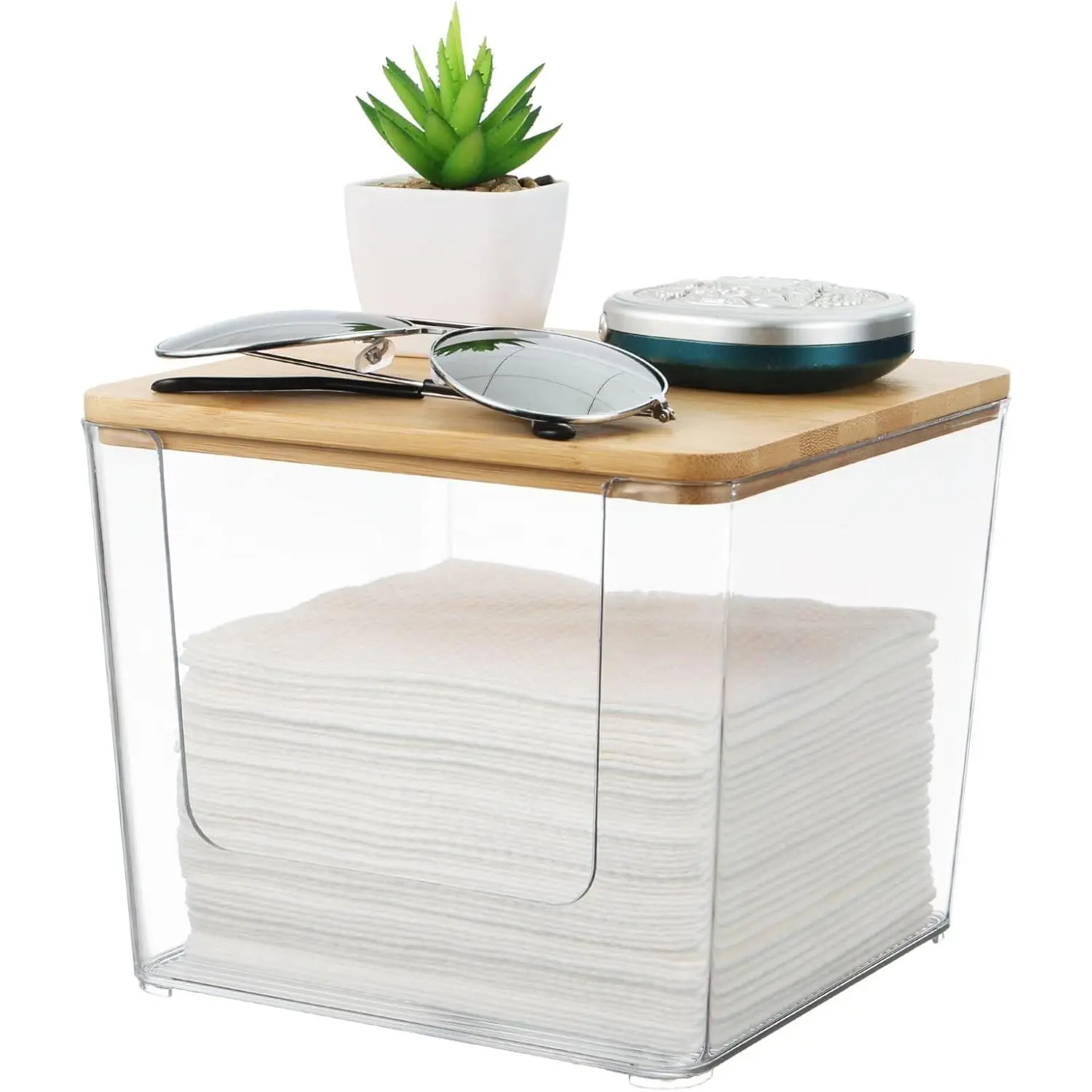 Disposable  Towel Holder,  Facial Towels Storage Box for XL , Upgrade Large Tissue Holder with  Lid Towel Organizer Container for Bathroom  Countertop