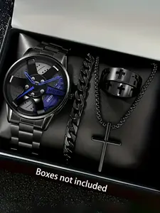 Men's High-Quality Quartz Watch Set, Casual Fashion Analog Wristwatch, Perfect Gift for Daily Holidays Thanksgiving Back-To-School Birthday