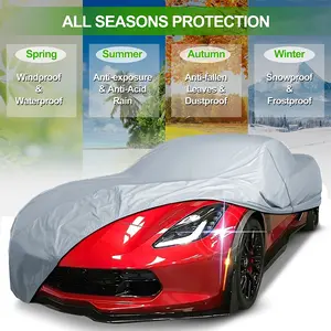 Full Car Cover All-Weather Outdoor for Chevy Corvette C8 2020-2024 Durable Protection Windproof Waterproof Anti-exposure Anti-acid Rain, Weather Resistant