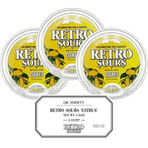 Retro Sours Citrus (3 Pack) - Nostalgic Sour Candy, 3 Hard Candy Tins - Retro Sour Drops, Lemon Mints