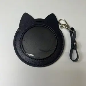 Cute cat ear badge protective case, transparent window badge storage pouch, hangable phone charm/keychain—suitable for displaying multiple purposes.