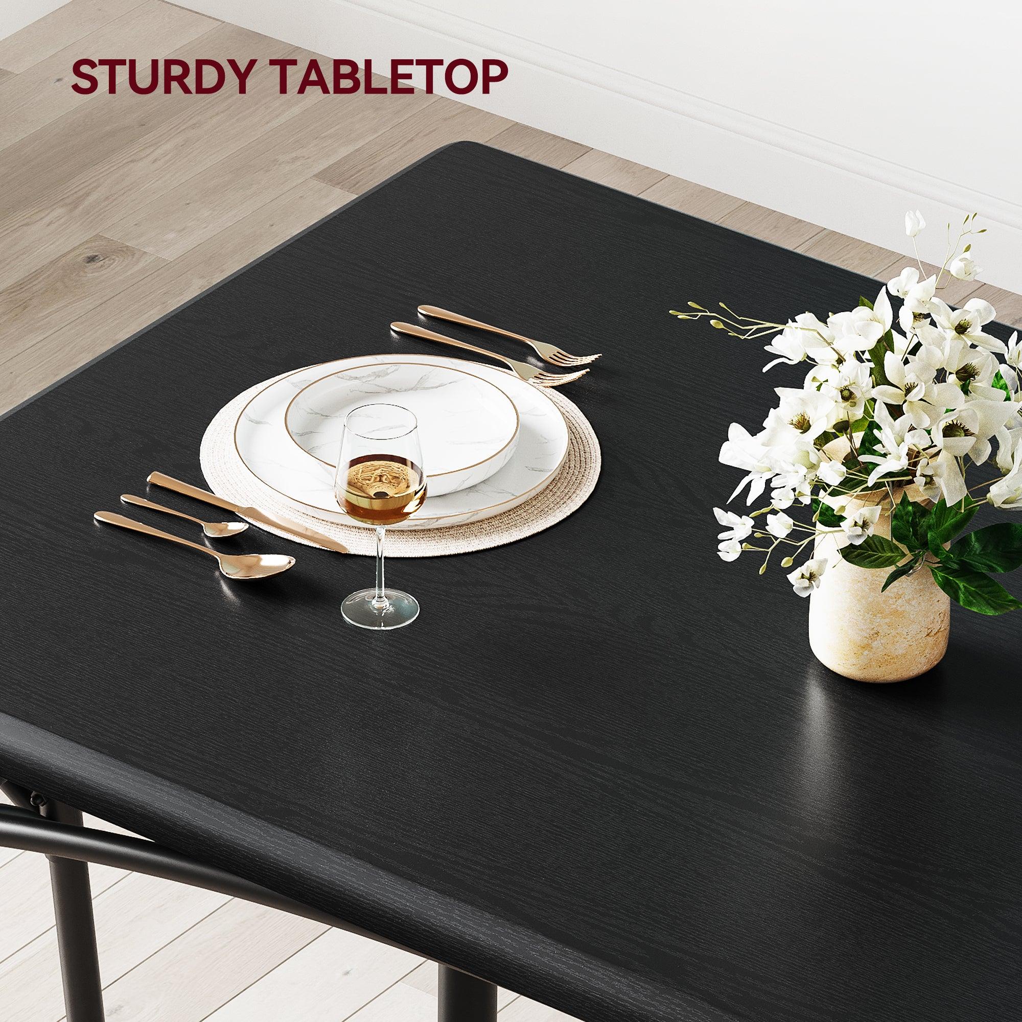 GARVEE Dining Table Set for 4 with Upholstered Chairs + Sturdy Metal Frame + Space-Saving Design + MDF Board + Easy to Maintain + Easy to Assemble + Suitable for Small Spaces