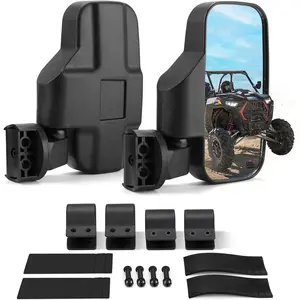 UTV Mirrors UTV Side Mirrors Fits 1.6 inch to 2 inch Roll Cage Compatible with Polaris RZR 900 1000 Can Am Kawasaki Teryx Mule Rhino YXZ Zforce Pioneer 1000/700, Shatter Proof Tempered Glass