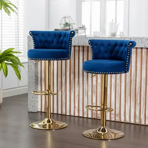 titus bar stool Velvet 360 ° Rotating Bar Chair, Handmade Backrest with One Click Adjustable Height Bar Chair, Very Soft Pillow Kitchen Dining Chair, Modern Bar Chair on Kitchen Island, Cafe 2PC/SET
