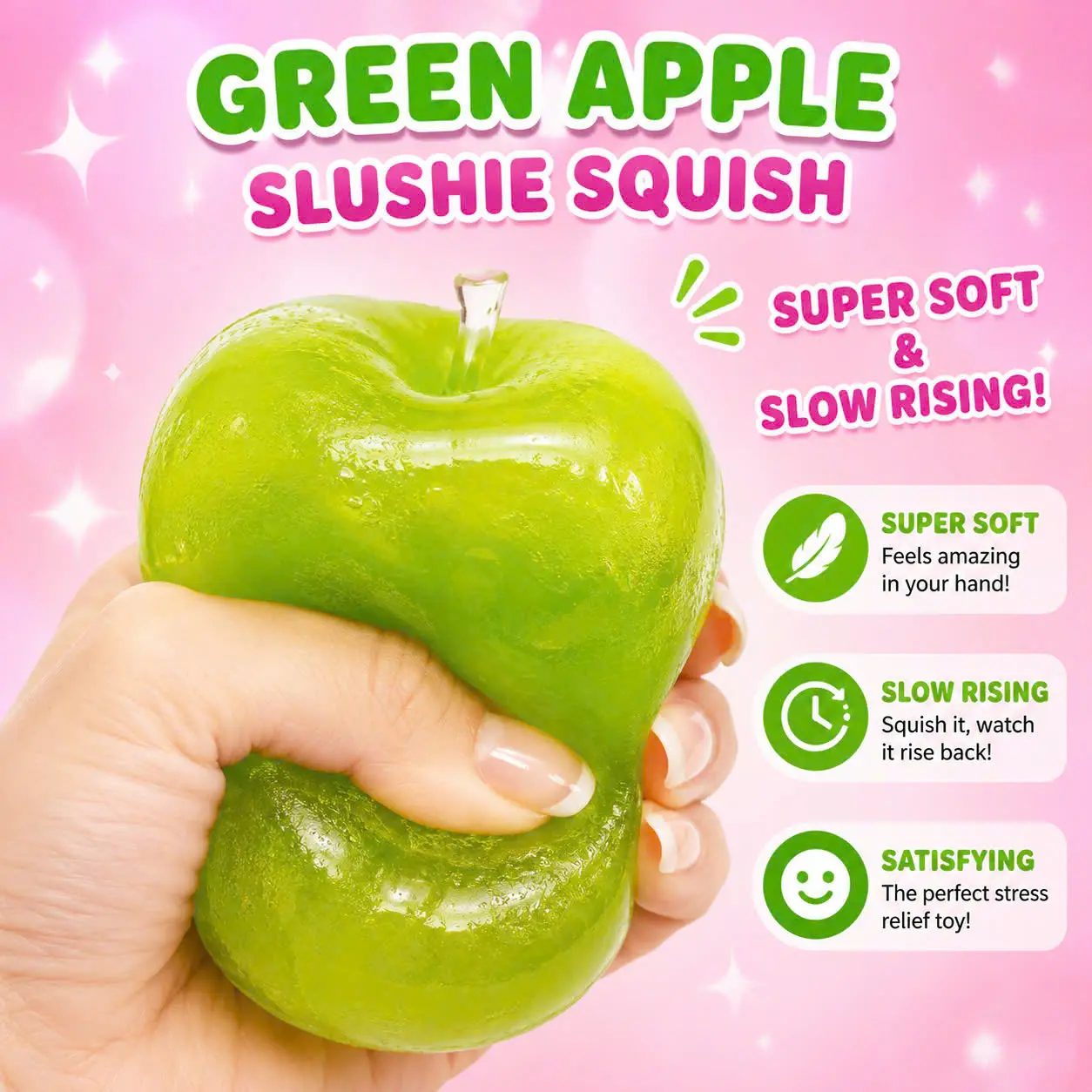 Viral Green Apple Slushy Squishy | Rare ASMR Slow Rise Collectible | Fidget | Soft Squeeze