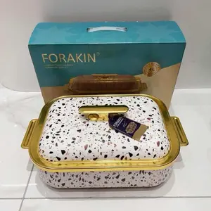 1 piece, 4L Luxury Food Warmer Set Square Hot Pot Rectangle