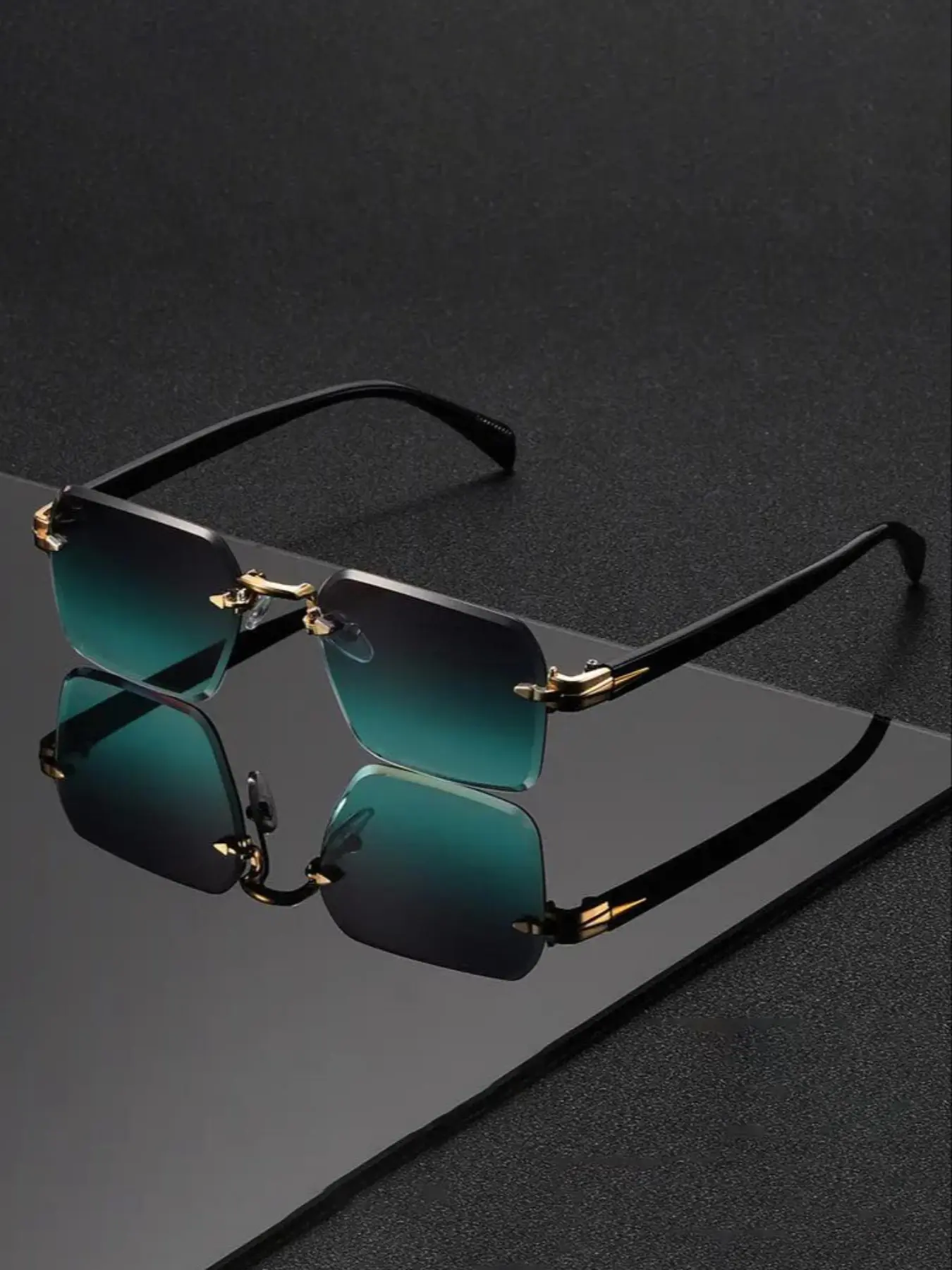 Men's Frameless Square Eyeglasses, Fashionable European Style, Trendy Streetwear Glasses, New Design, Perfect for Casual Wear, Stylish Glasses, Square Eyewear, Decorative Glasses