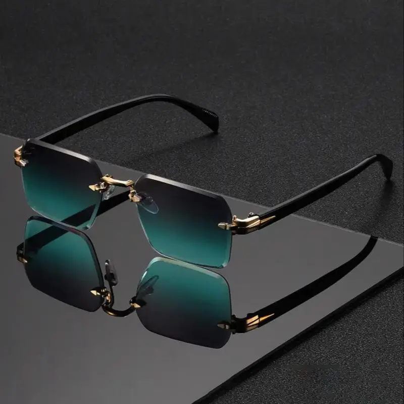 Men's Frameless Square Eyeglasses, Fashionable European Style, Trendy Streetwear Glasses, New Design, Perfect for Casual Wear, Stylish Glasses, Square Eyewear, Decorative Glasses