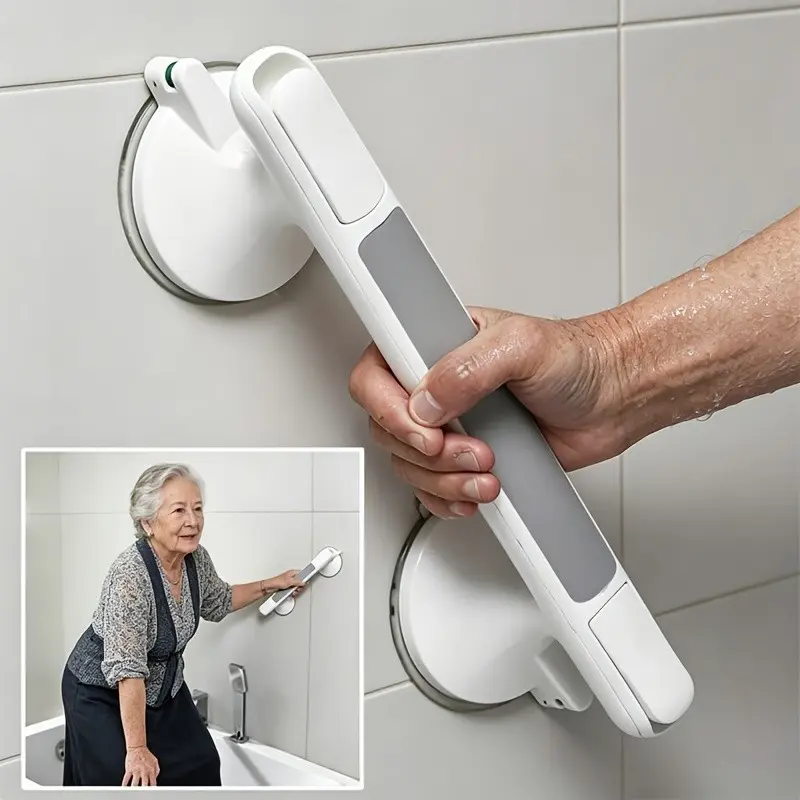 1pc Safety Handrails Designed for Seniors, Requiring No Drilling, Installation, Featuring Non-Slip Suction with No Battery Or Electricity Needed, Balance Aid, Ideal for Tiles, Glass, Hard Plastic Surfaces, Perfect for Bathrooms, Restrooms, Living, Home