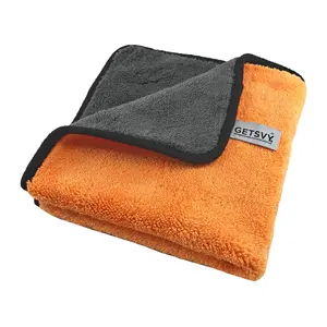 Premium Microfiber 600 GSM Dual-Sided Microfiber Towels – Coral Fleece, 16x16 Inches, Ultra-Absorbent for Car Detailing, Home & Sports – 6-Pack, Orange & Charcoal Gray with Hanging Loop