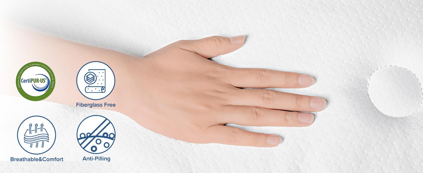 10/12" Hybrid Mattress - Fiberglass Free, Medium Firm Bed in a Box with Bamboo Charcoal & Cooling Gel Memory Foam, Ergonomic Lumbar Support for Back Pain, Anti-Pill & Fireproof Safety, SGS Certified, Queen/Full/Twin Size