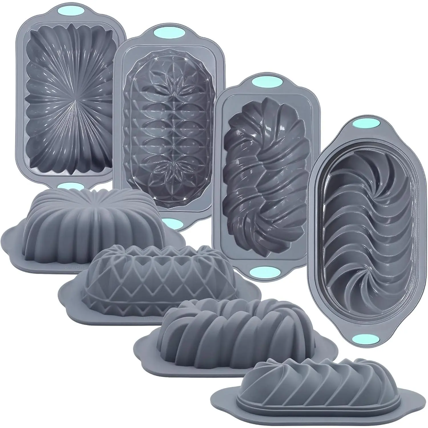 4 count  Loaf Pan for Baking, Non-Stick Kitchen Oven Bread Pan,  for Banana Bread, Sandwich, Pound Cake and Meatloaf, 6 Cups, Grey