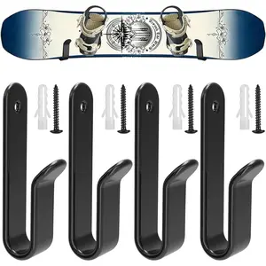 4 Pack Snowboard Wall Mount Clips, Horizontal Skateboard Wall Mount, Snowboard Display Stand Rack, Indoor Snowboard Storage for Room Garage Storage and Display