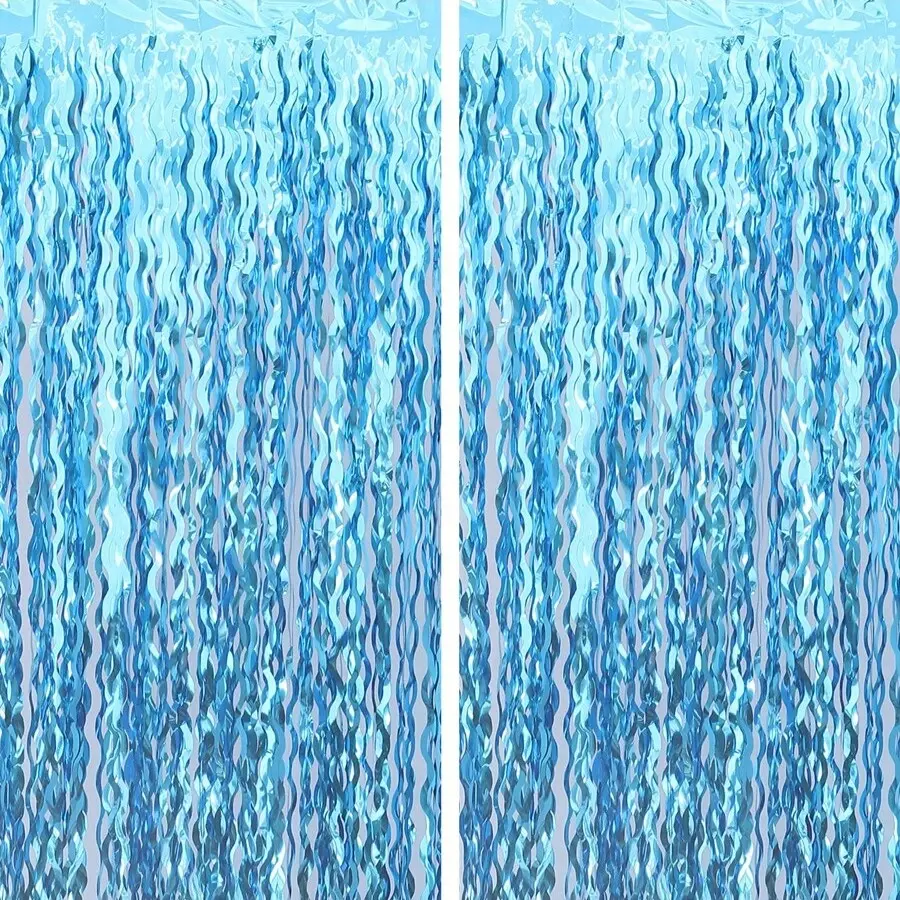 1pc/2pcs/4pcs wavy metal wire foil tassel photography booth props, Event Props, Photoshoot Backdrop, mermaid birthday underwater party decoration, curtain decoration, party atmosphere decoration