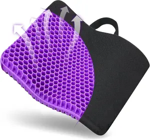 Gel Seat Cushion, for Long Sitting -Double Thick Gel Seat Cushion Breathable Honeycomb Chair Cushion with Non-Slip Cover for Office Chair , , Long Trips,