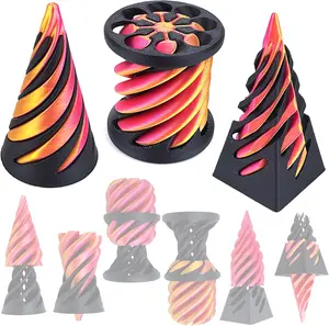 3PCS the Impossible Cone Fidget Toys Set, 3D Printed Spiral Cone Fidget Toy & Pyramid Passthrough Sculpture, Stress Relief Toys for Anxiety,Desktop Decoration Gift for Kids & Adults