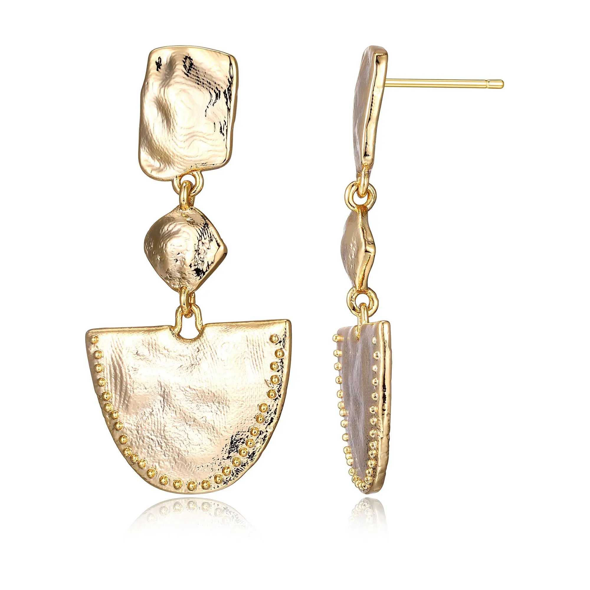 Hammered Goldtone Dangle Earrings