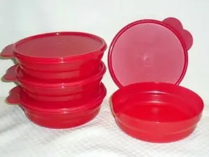 Tupperware Microwave Reheatable Cereal Bowls - Set of 4  Airtight Lids