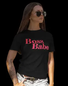 Boss Babe Shirt – Pink & Black Graphic Tee