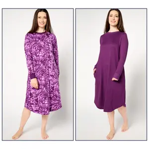 Stan Herman Double Brushed Sweater Knit 2-Pack of Lounge Dresses