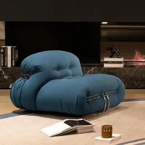 Giant Bean Bag Chair, Fireside Single Sofa Chair, Wide Upholstery And Quilted Effect Armless Floor Loveseat, Metal Support Design Sofa For Living Room And Lounge Space