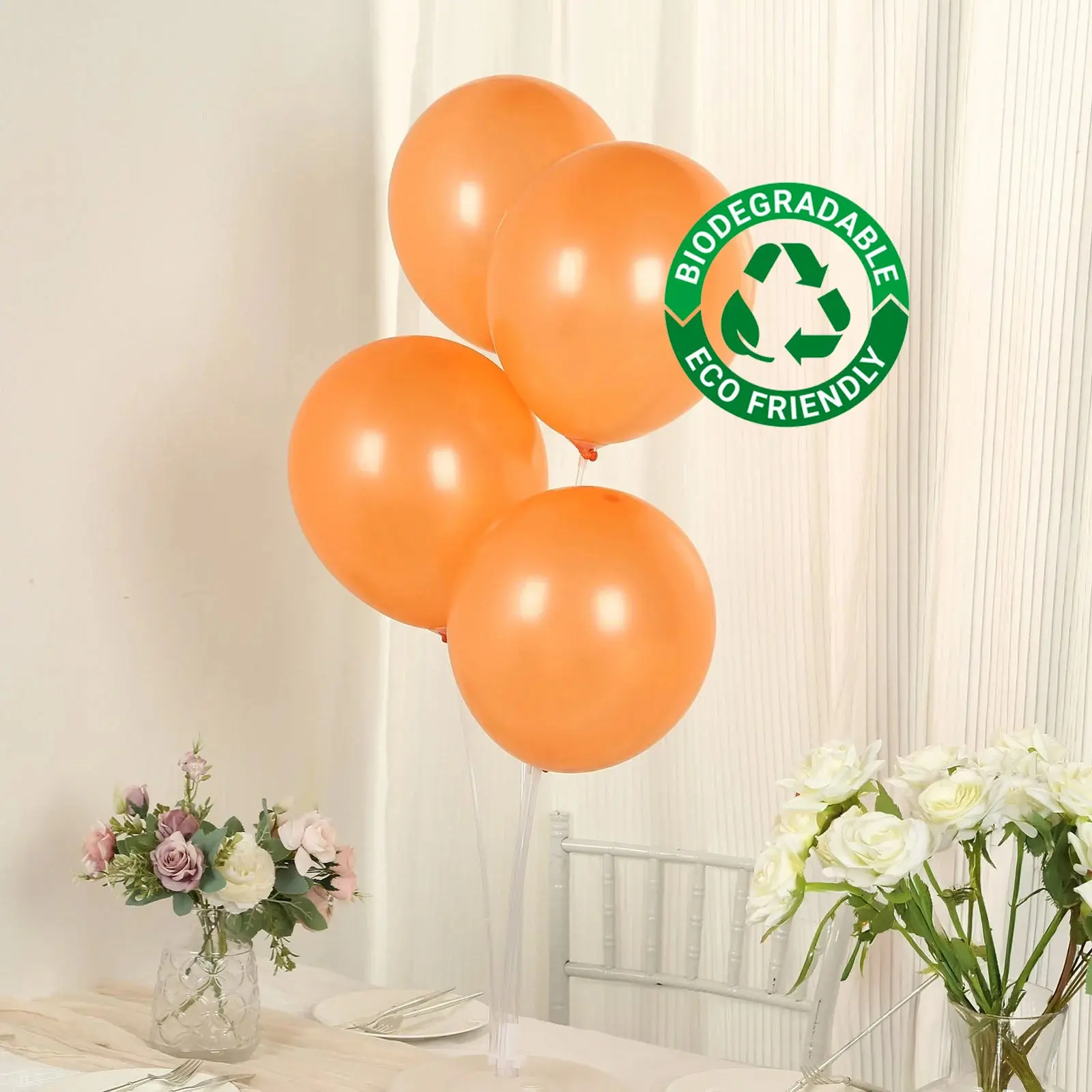 Festive & Party Supplies 50-Pack 12in Orange Biodegradable Latex Helium Balloons - Thick, Extra-Strong, Eco-Friendly for Balloon Decor, Birthday Party, Baby Shower (Home Supplies)