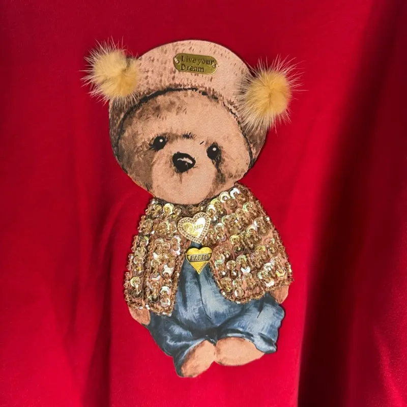 Teddy Rhinestone Bear - Women's Crewneck