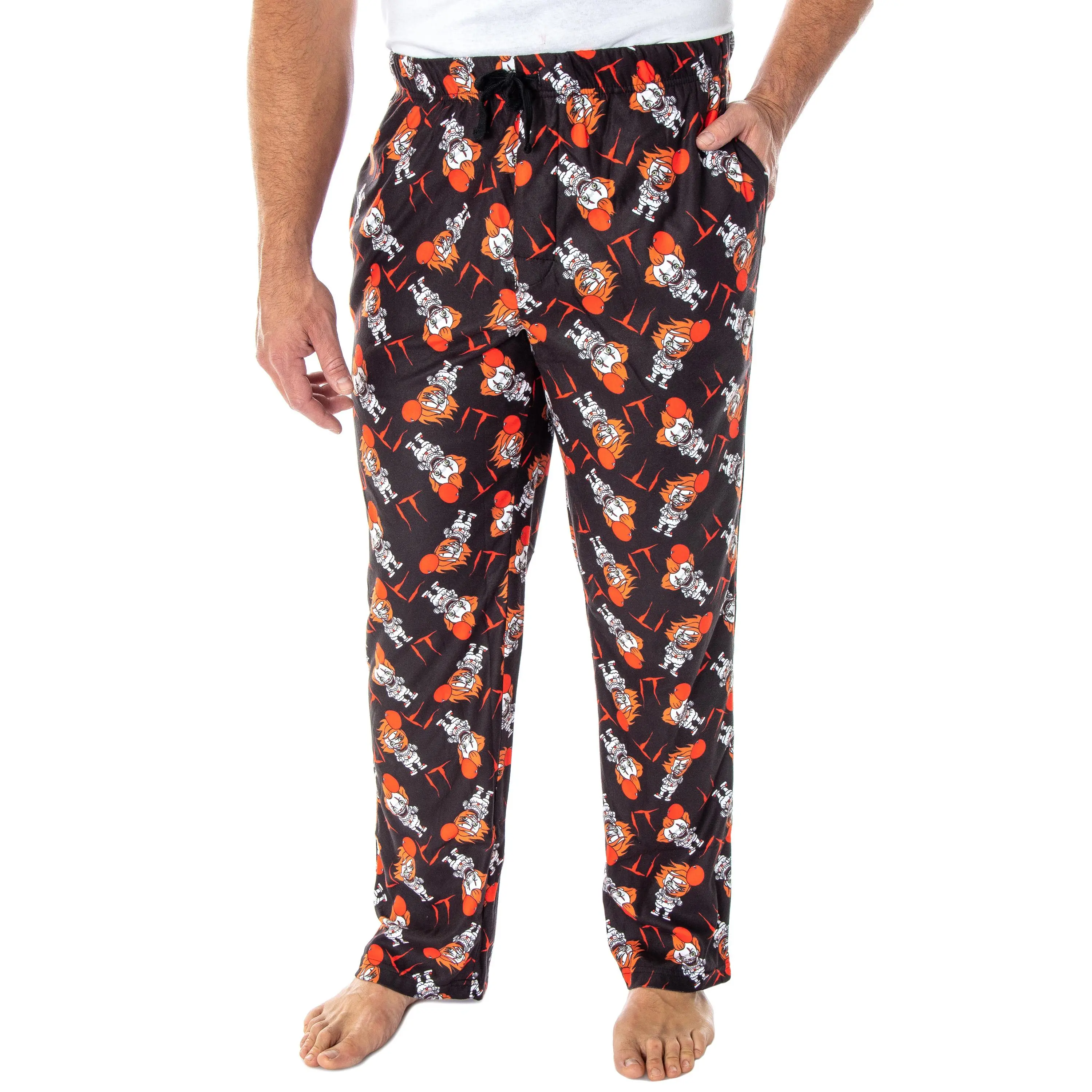 IT The Movie Men's Pennywise The Clown Character All-Over Print Horror Movie Sleep Pajama Pants Loungewear