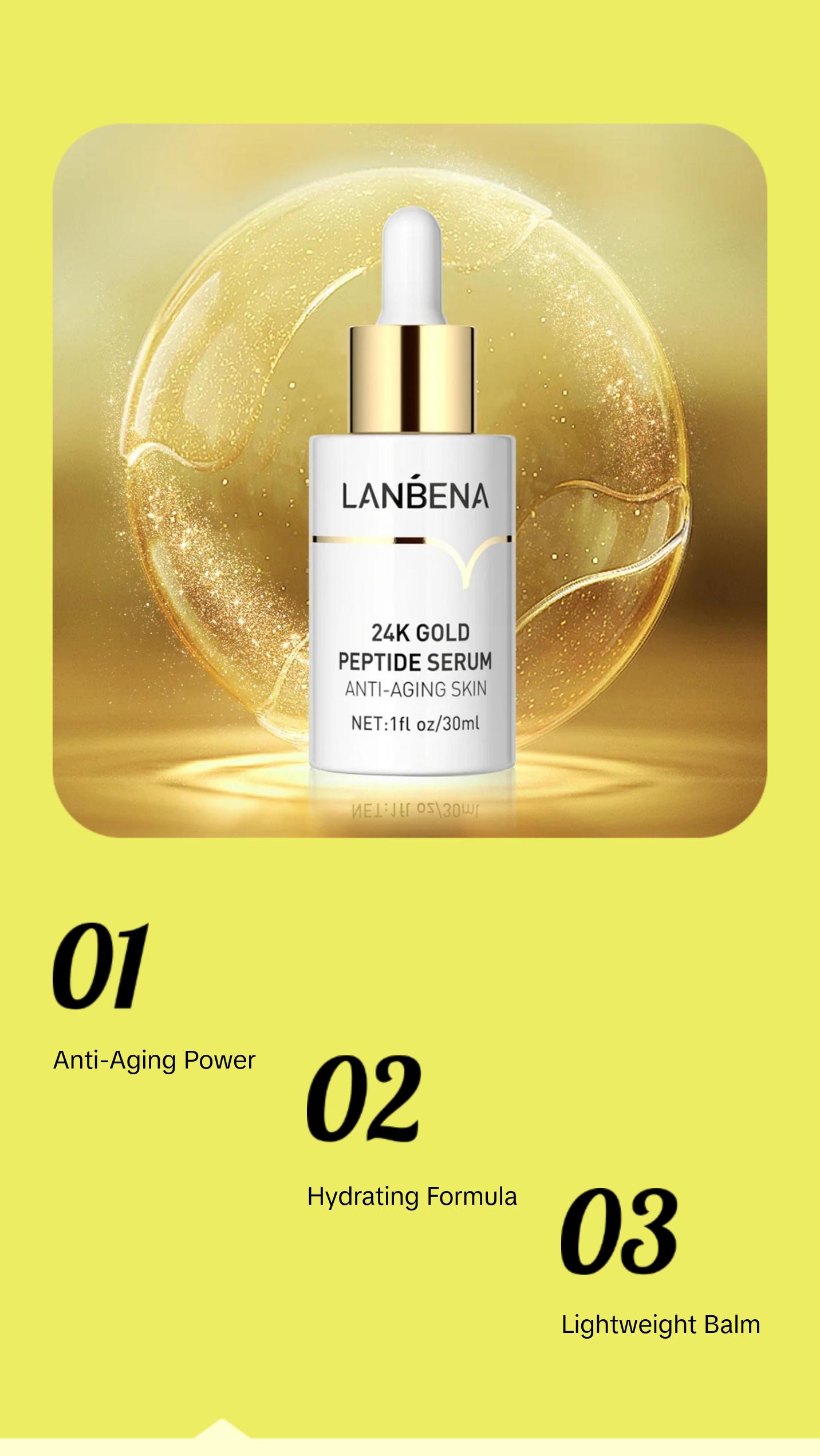 LANBENA 24k Gold Peptide Serum Skincare Anti Aging body skin bath gift