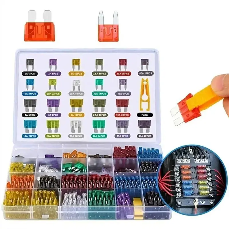 300Pcs Car Fuse Assortment Kit - 160 Mini Blade Fuses, 50 Micro Fuse, 1 Puller for 2Amp to 40A Fuses Car Power Inverter Car Smart Display, Car Accessories, Auto Parts Accessories, Variety Pack, 30A, 10A